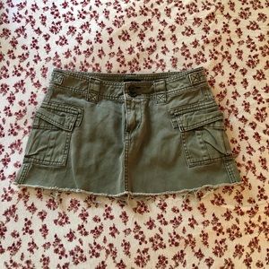 BDG Army Green Frayed Mini Skirt